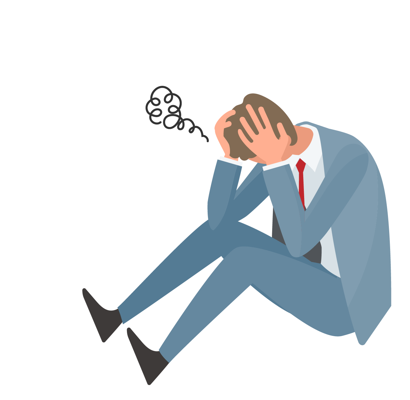 男性が抱え込むイラスト